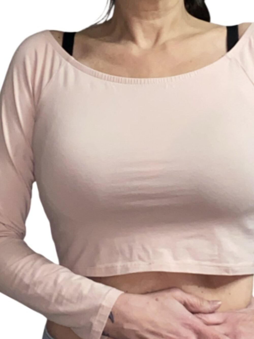 Sz.L*Forever 21*Pale Pink Long-Sleeve Cropped Top